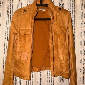 Lucky Brand Women's Caramel Brown Leather Jacket